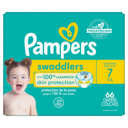 Pampers Swaddlers Diapers, Size S7 (26-50 lbs), 66 Count, Absorbent, Keeps Baby Dry and Comfortable, Skin Safe Disposable Baby Diaper 🍁 All In One Marketplace Canada