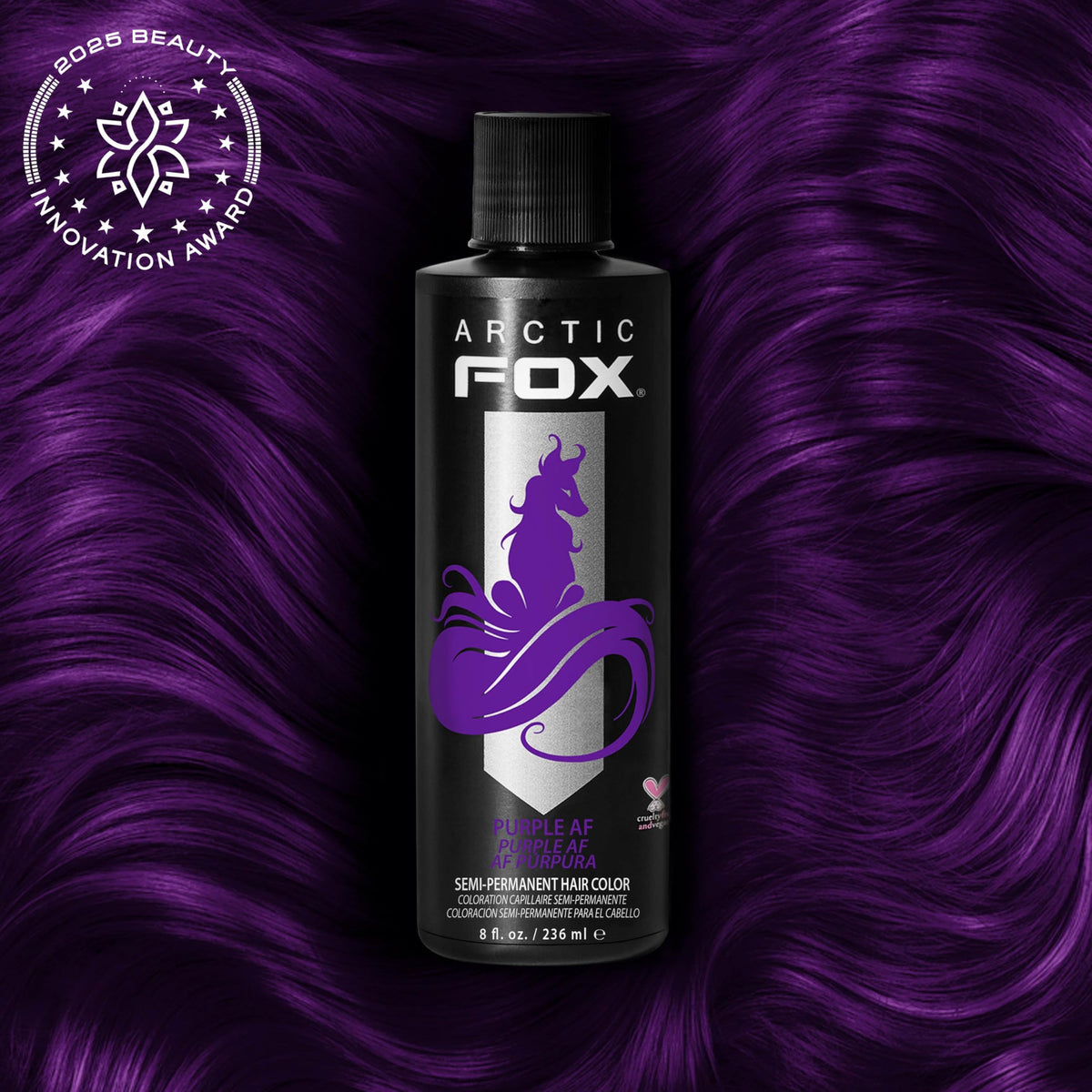 ARCTIC FOX CRUELTY FREE 100% VEGAN SEMI PERMANENT HAIR COLOUR DYE (236 ml, PURPLE AF) 🍁 All In One Marketplace Canada