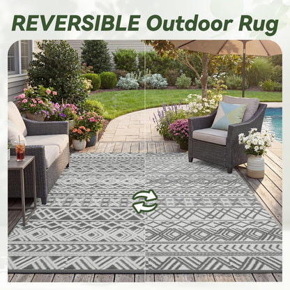 Outdoor Rug 5x8 ft Waterproof Outdoor Carpet-Patio RV Deck Camping Rug Portable Boho Rugs for Outdoor Area Rug Picnic Backyard Porch Beach Mat Grey 🍁 All In One Marketplace Canada