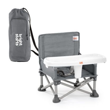 Bright Starts Pop 'N Sit Portable Booster, Indoor/Outdoor Use, Floor Seat with Feeding Tray, Grey, 6 Mos - 3 Yrs 🍁 All In One Marketplace Canada