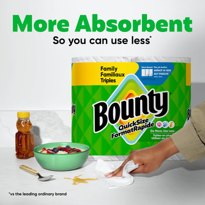 Bounty Paper Towels Quick-Size, White, 8 Family Triple Rolls = 27 Regular Rolls 🍁 All In One Marketplace Canada