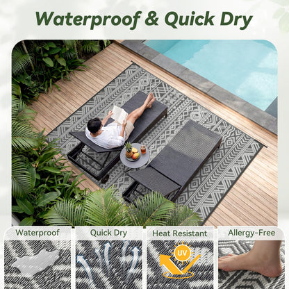 Outdoor Rug 5x8 ft Waterproof Outdoor Carpet-Patio RV Deck Camping Rug Portable Boho Rugs for Outdoor Area Rug Picnic Backyard Porch Beach Mat Grey 🍁 All In One Marketplace Canada