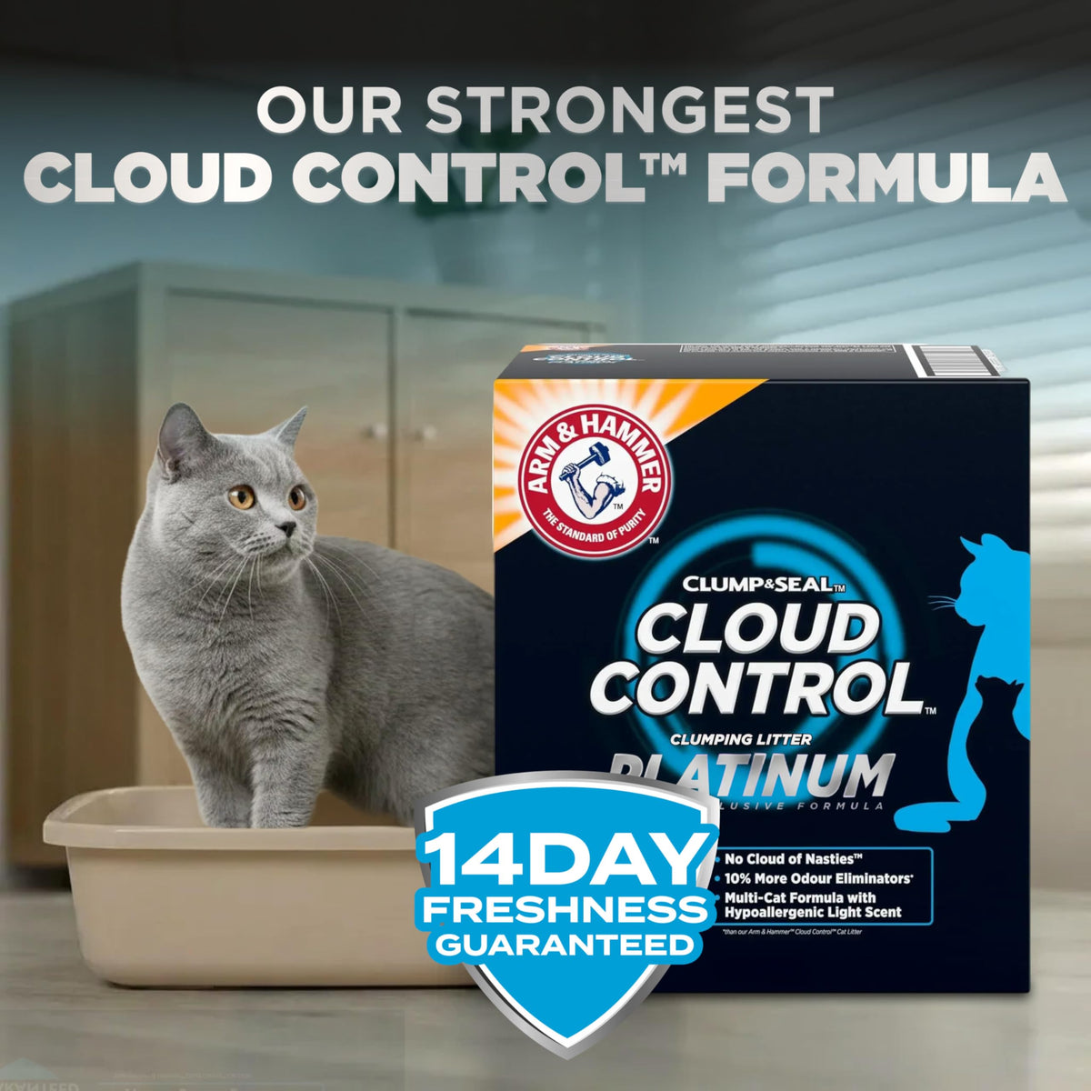 ARM & HAMMER Platinum Cat Litter Cloud Control, Extra Strength with 14 Days of Odour Control, Multi-Cat Clumping Cat Litter with Hypoallergenic Light Scent, Value Size 16.78kg (Pack of 1) 🍁 All In One Marketplace Canada