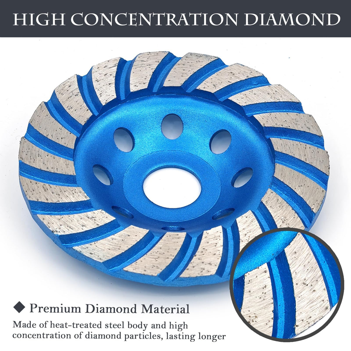 SWIGRANCE 2Pcs Diamond Concrete Grinding Cup Wheels 115mm 4-1/2" Set (Double Row + Turbo Row Segment), Fits 7/8" Arbor for Angle Grinder, Shaping Cleaning Concrete Masonry Marble Granite Brick 🍁 All In One Marketplace Canada