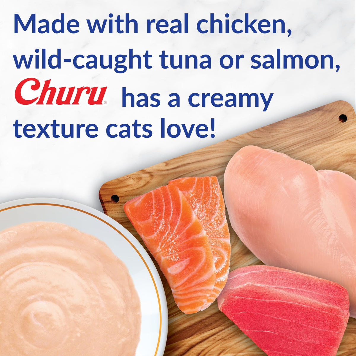 INABA Churu Cat Treats, Grain-Free, Lickable, Squeezable Creamy Purée Cat Treat/Topper with Vitamin E & Taurine, 0.5 Ounces Each Tube - 50 Tubes (Pack of 1) Tuna Variety 🍁 All In One Marketplace Canada
