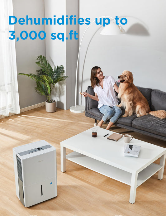 Midea 3,000 Sq. Ft. Energy Star Certified Dehumidifier for Basement With Reusable Air Filter WiFi Enabled 35 Pint 2025 DOE - Ideal For Basements, Large & Medium Sized Rooms, Bathrooms 🍁 All In One Marketplace Canada