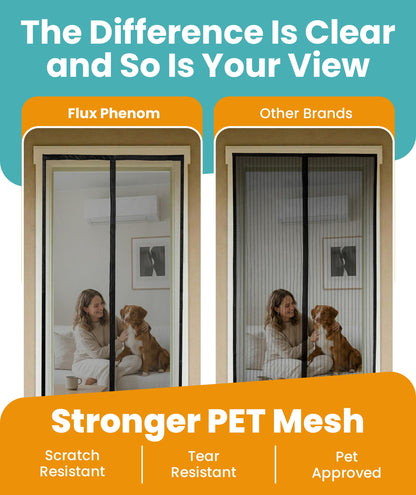 Flux Phenom Magnetic Screen Door - Bugs Out, Breeze in - 9min Install Auto-Sealing Heavy Duty Double Stitched Mesh, 52 Magnets, Hands Free Sliding & Patio Doors Net, Pet & Kid Friendly, 38 x 82 Inch 🍁 All In One Marketplace Canada