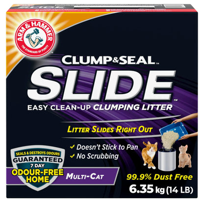 Arm & Hammer Slide Clumping Cat Litter, Multi-Cat Clay, Effortless Clean, 7-Day Odour Control, Dust-Free, Low-Tracking, Rock-Hard Clumps, Baking Soda Power, 6.4 kg 🍁 All In One Marketplace Canada
