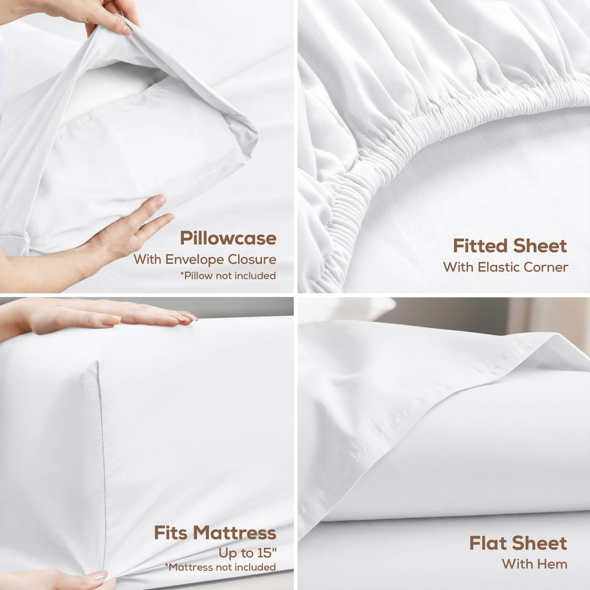 Utopia Bedding King Bed Sheets - 4 Piece King Size Cooling Sheet Set - Hotel Luxury Soft Breathable Microfiber, Oeko-TEX, Deep Pocket Easy Fit & Care, Fade & Wrinkle Resistant, White 🍁 All In One Marketplace Canada