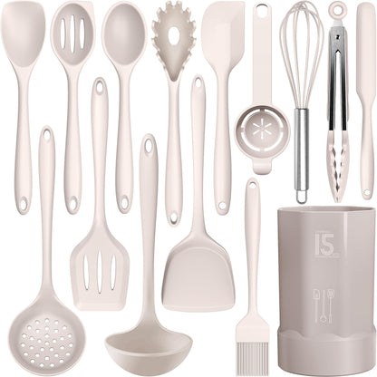 Silicone Cooking Utensils Set - 446°F Heat Resistant Kitchen Utensils,Turner Tongs,Spatula,Spoon,Brush,Whisk,Kitchen Utensil Gadgets Tools Set for Nonstick Cookware,Dishwasher Safe (BPA Free) 🍁 All In One Marketplace Canada