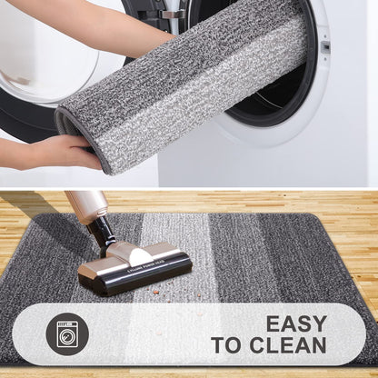 Grandaily Indoor Doormat, 20" x 32" Non-Slip Mud Trapper Absorbent Front Door Mats, Washable Striped Inside Entryway Mat, Low-Profile Welcome Mat Entrance Mat, Grey 🍁 All In One Marketplace Canada
