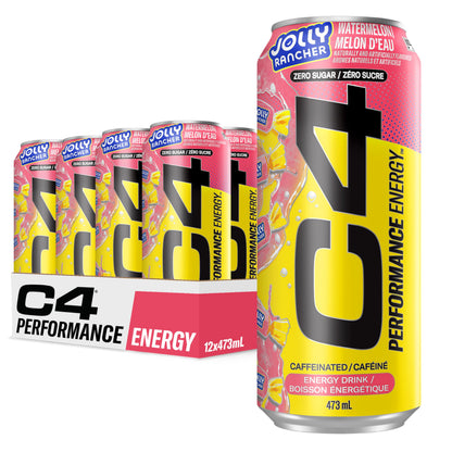 Cellucor C4 Performance Energy Drink, Jolly Rancher Watermelon, Carbonated Sugar Free Drink with no Artificial Colours or Dyes, 473mL, 12 count 🍁 All In One Marketplace Canada