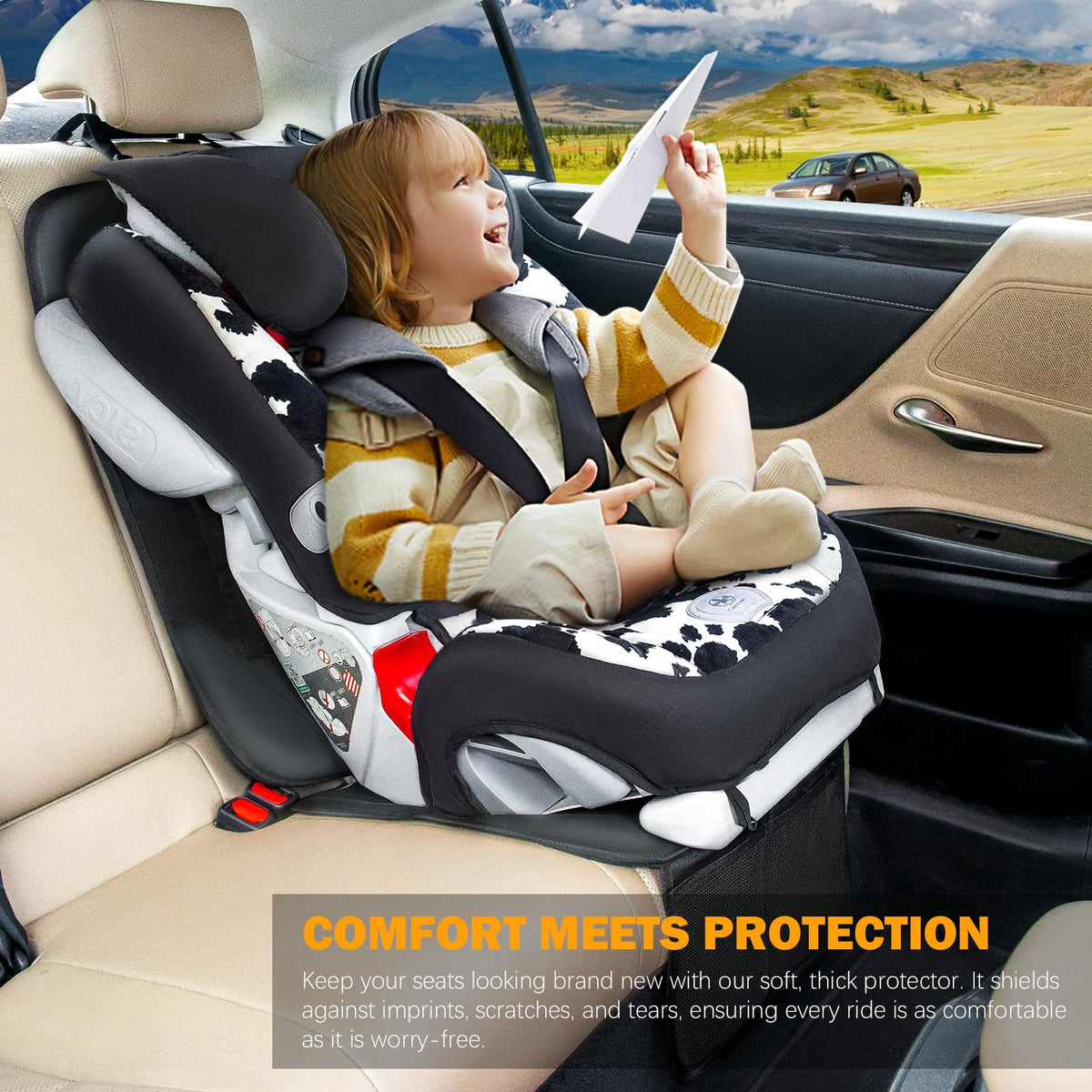 Car Seat Protector for Child Car Seat, Siivton Carseat Seat Protectors for Leather and Fabric Seats, with Mesh Pockets, Non-Slip Backing, Carseat Protectors for Vehicles (One Pack, Black) 🍁 All In One Marketplace Canada
