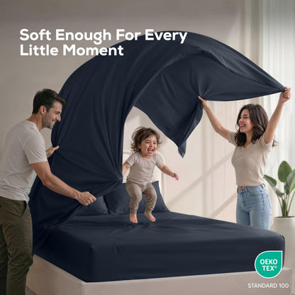 Utopia Bedding Queen Bed Sheet Set - 4 Piece Bedding - Soft Brushed Microfiber Fabric - Shrinkage & Fade Resistant - Easy Care (Navy) 🍁 All In One Marketplace Canada