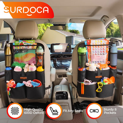 SURDOCA Backseat Car Organizer,4th Gen Back Seat Protector with 11 Inch Tablet Holder, 8 Pockets,Car Storage Accessories Back Seat Organizer for Kids 🍁 All In One Marketplace Canada