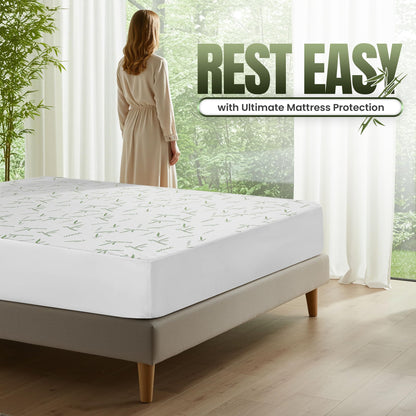 Utopia Bedding Waterproof Mattress Protector Twin Size, Bamboo Viscose Mattress Cover 200 GSM, Fits 15 Inches Deep, Breathable, Fitted Style with Stretchable Pockets (Pack of 2) 🍁 All In One Marketplace Canada