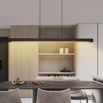 51-inch Walnut Wood Modern LED Pendant Light, Adjustable Hanging Light For Dining Room, Kitchen, Living Room Sleek Walnut Color Finish (United States Delivery Only)