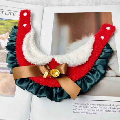 Christmas Pet Bandana – Festive Fur-Trim Holiday Accessory