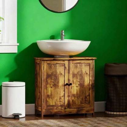 Rustic Brown Bathroom Vanity Cabinet – Under Sink Storage Organizer