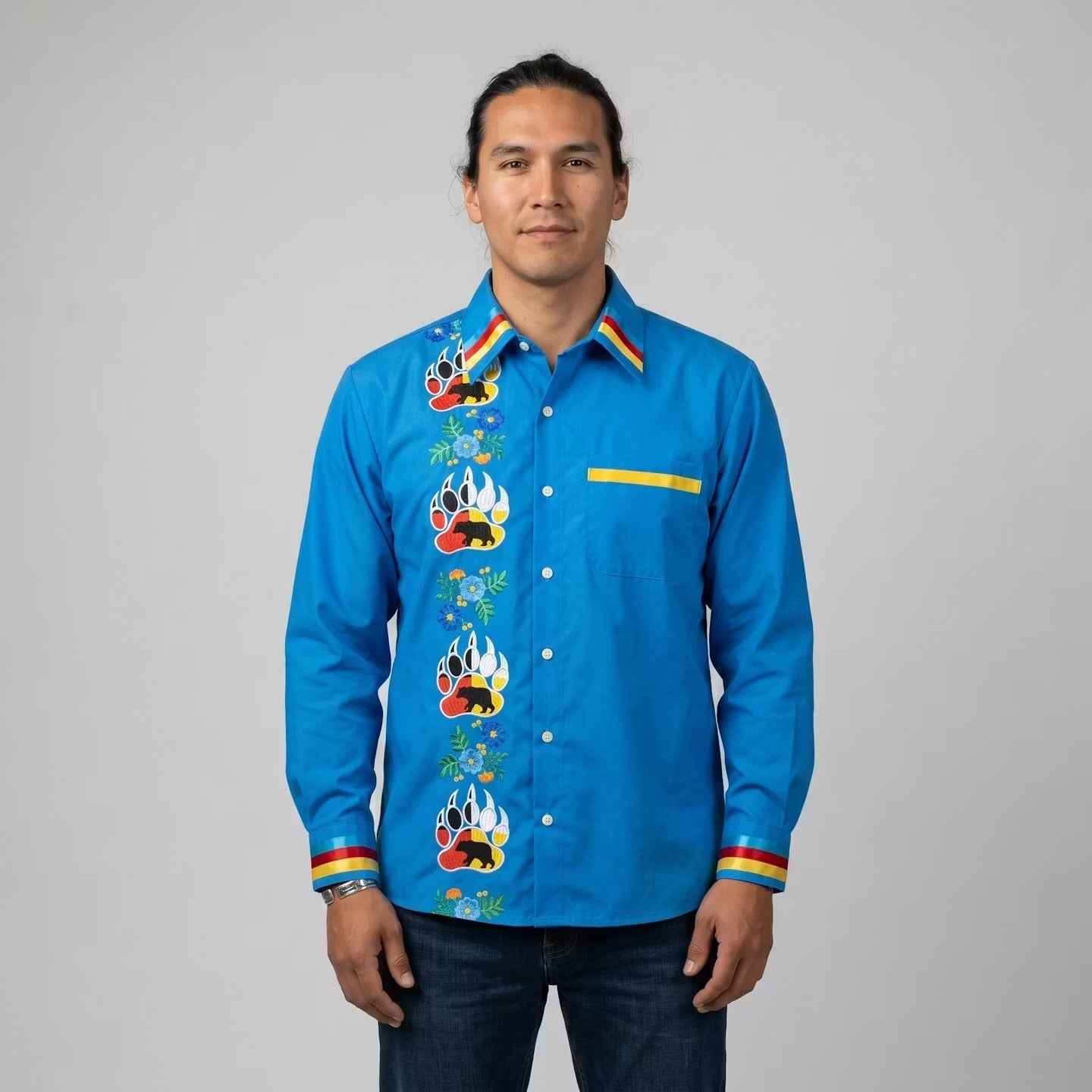 Embroidered Ribbon Shirt (Bear Paw)
