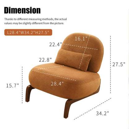 Set of 2 Caramel Accent Chairs with Solid Wood Legs – Soft Upholstered Armless Reading Chairs (US Delivery Only)