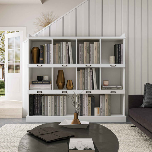 White 10-Shelf MDF Bookcase with Cubby Storage (United States Delivery Only)