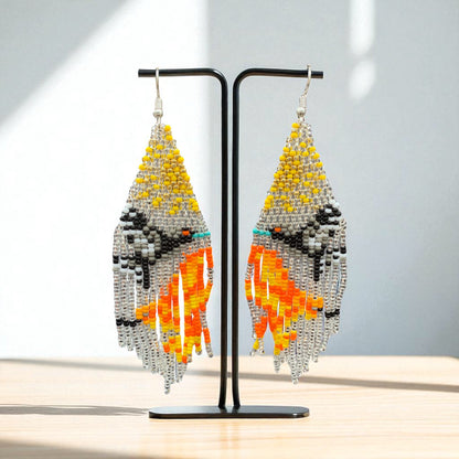 Silver Sky Dancer Beaded Earrings