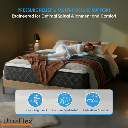 UltraFlex® SUMMIT Federkern-Hybridmatratze – Orthopädische Unterstützung aus kanadischer Herstellung mit kühlendem Gel-Schaum, gesteppter Oberseite, atmungsaktivem & hypoallergenem Komfort, Kantenunterstützung & Bewegungsisolierung