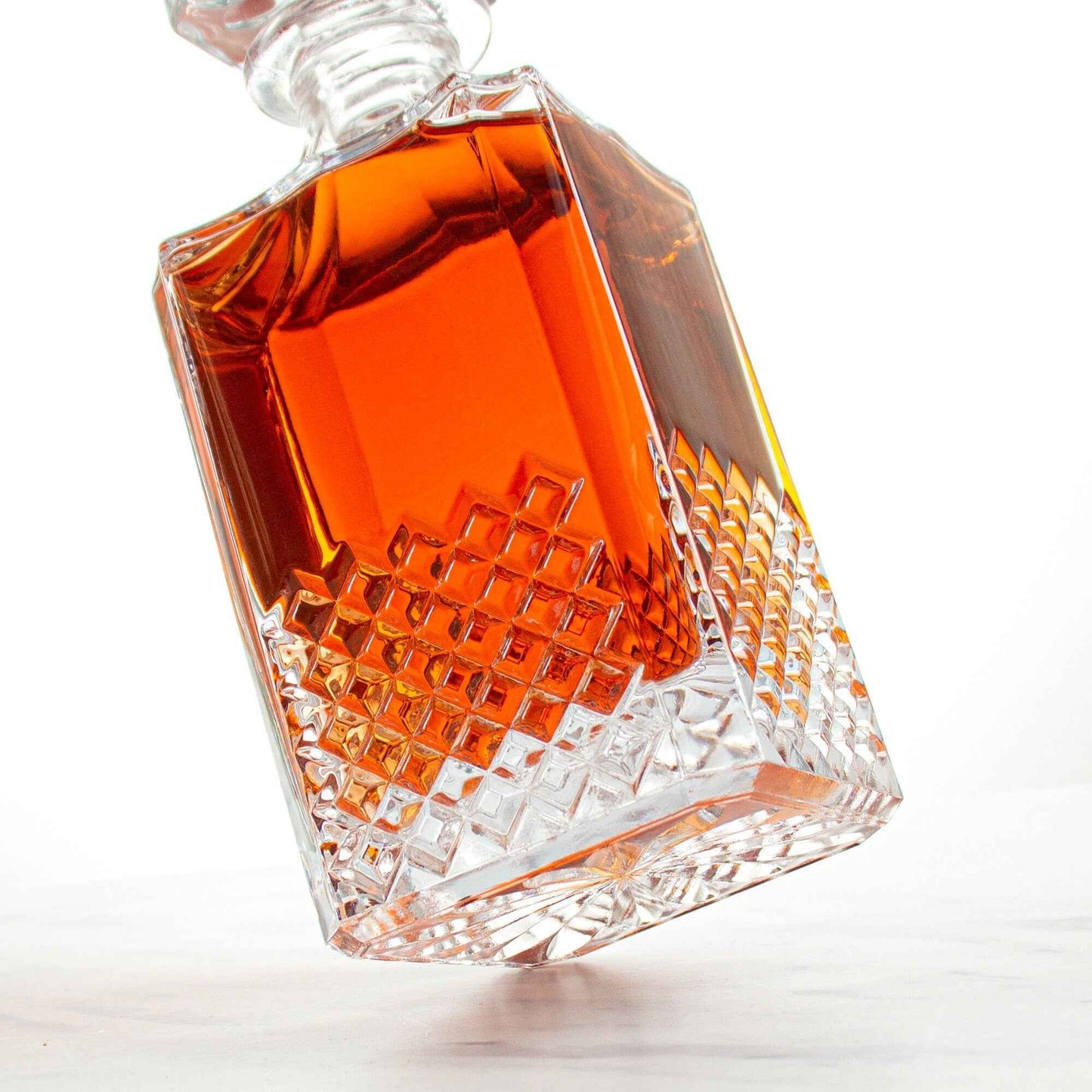 Crystal-Cut Square Whisky Decanter with Glass Stopper — 29oz