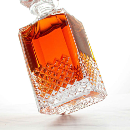 Crystal-Cut Square Whisky Decanter with Glass Stopper — 29oz