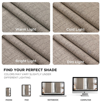 Joydeco Blackout Curtains 2 Panels - Natural Linen Curtains 84 Inch Long, Thermal Insulated Linen Light Blocking Drapes, Rod Pocket & Back Tabs, Darkening Privacy for Living Room Bedroom 🍁 All In One Marketplace Canada