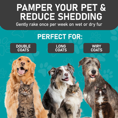 Maxpower Planet Pet Grooming Brush - Double Sided Shedding, Dematting - Undercoat Rake Dogs - Dog Grooming Brush - Deshedding Brush for Dogs - Dog Brush, Cat Brush, Reduce Shedding by 95%, Turquoise 🍁 All In One Marketplace Canada