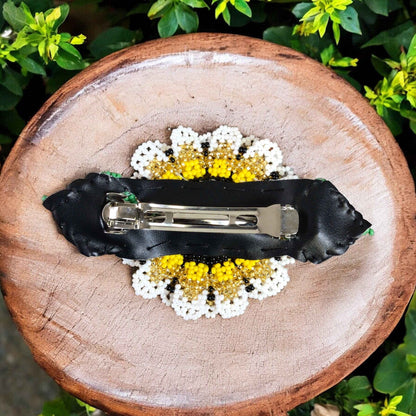 Handmade Beaded Sunflower Hair Clip-Red