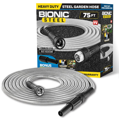 Bionic Steel Metal Garden Hose 75 Ft, Rust Proof 304 Stainless Steel Water Hose with Brass Fittings, Flexible & Heavy Duty Hose, Lightweight, Kink Free & Easy Coil Outdoor Hose- 2021 Model… 🍁 All In One Marketplace Canada