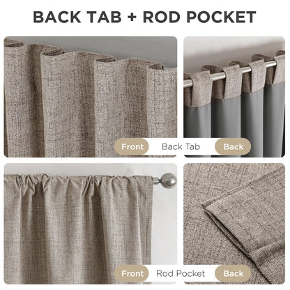 Joydeco Blackout Curtains 2 Panels - Natural Linen Curtains 84 Inch Long, Thermal Insulated Linen Light Blocking Drapes, Rod Pocket & Back Tabs, Darkening Privacy for Living Room Bedroom 🍁 All In One Marketplace Canada