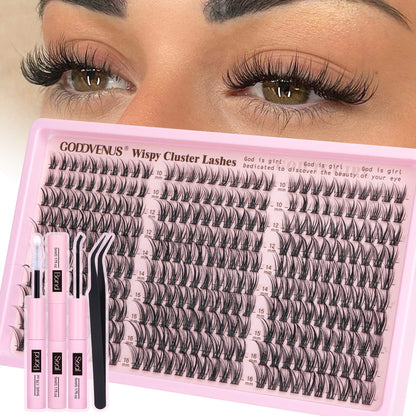 Goddvenus Cluster Lashes Kit Wispy Natural 300pcs Eyelashes Clusters 10-16mm DIY Eyelash Extensions Kit C Curl Individual Lashes for DIY Lash Extension 🍁 All In One Marketplace Canada