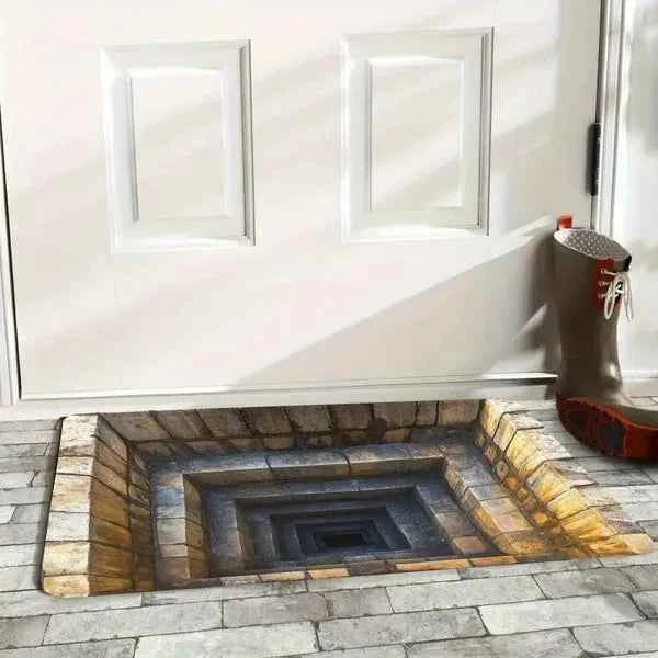 3D Optical Illusion Doormat - Non-slip Rubber Backing, Easy To Clean And Durable, Suitable For Indoor/outdoor Use, Fantastic Stone Step Design, Perfect For Front Door, Entrance, Bedroom Or Laundry Roo