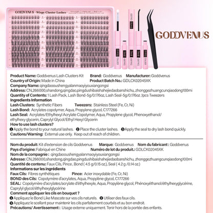 Goddvenus Lash Clusters Kit 9-14mm 300pcs Wispy Eyelash Cluster Lashes Natural DIY Lash Extension Kit Short Cluster Eyelash Extensions C Curl 🍁 All In One Marketplace Canada