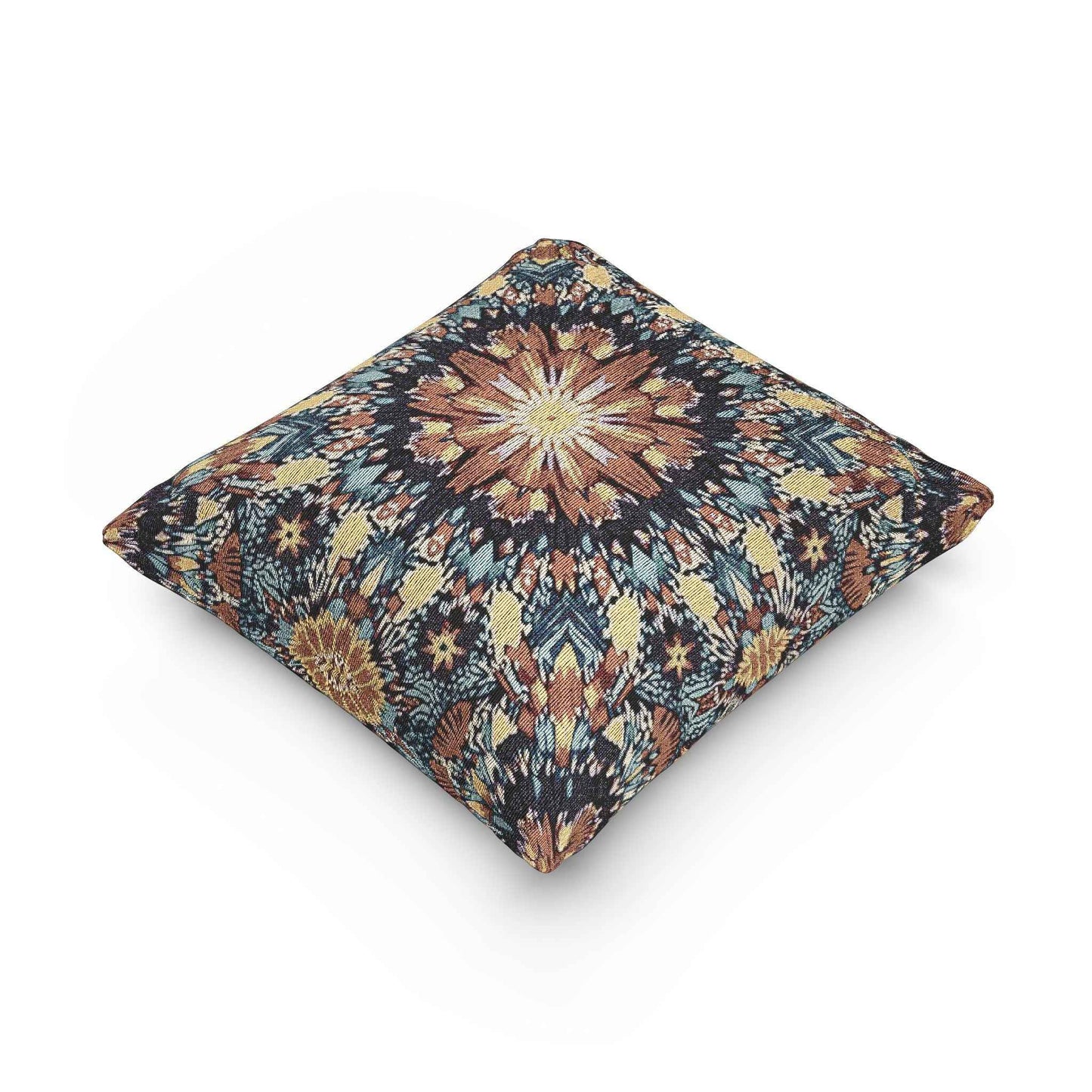 Geometric Mandala Woven Pillow | Boho Mosaic Throw Pillow