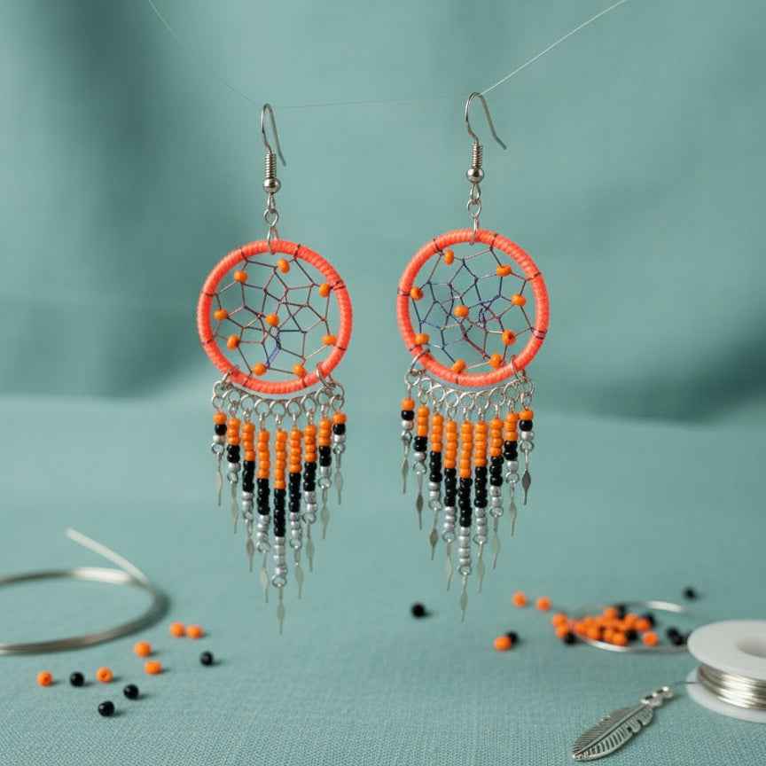 Orange/black Dreamcatcher Dangles