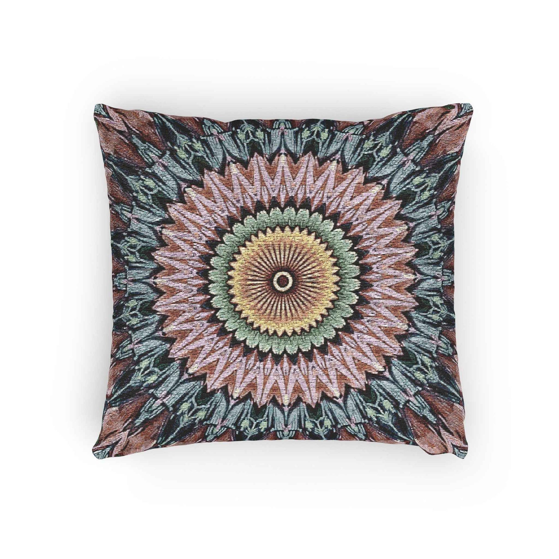 Mandala Sunburst Woven Pillow | Boho Geometric Decorative Cushion Cover