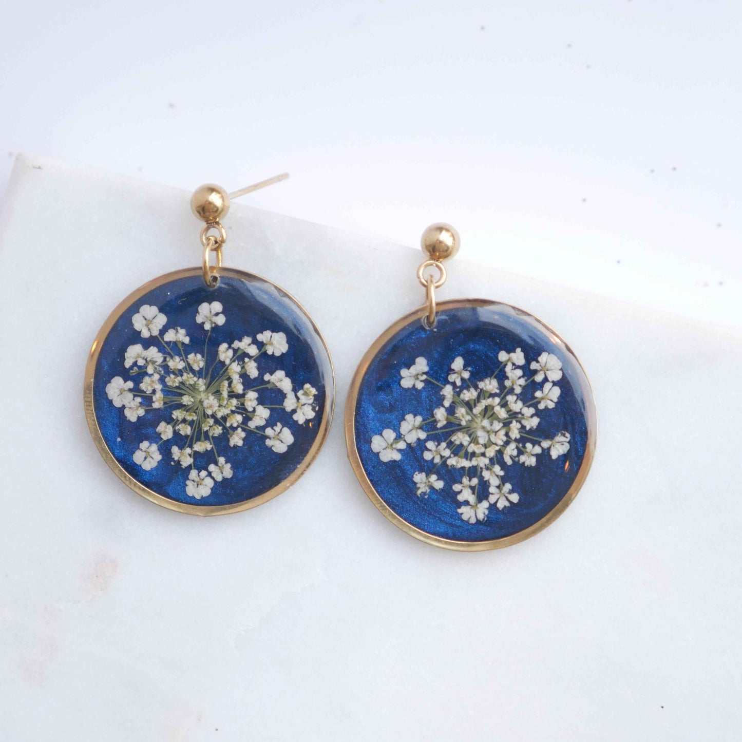 Boucles d'oreilles Céleste - fleurs de carottes- rond 25mm