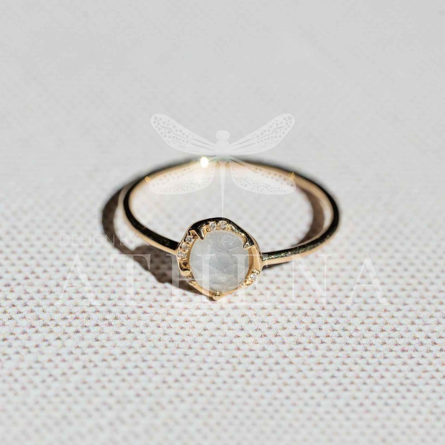 Moonstone Solitaire Ring in 14K Yellow Gold