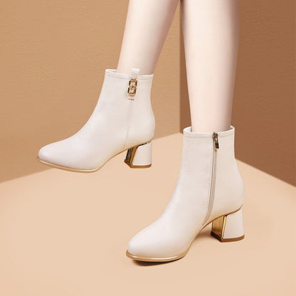 Women's Sequin Ankle Boots – Pointed Toe Chunky Heel Side-Zip Fashion Boots