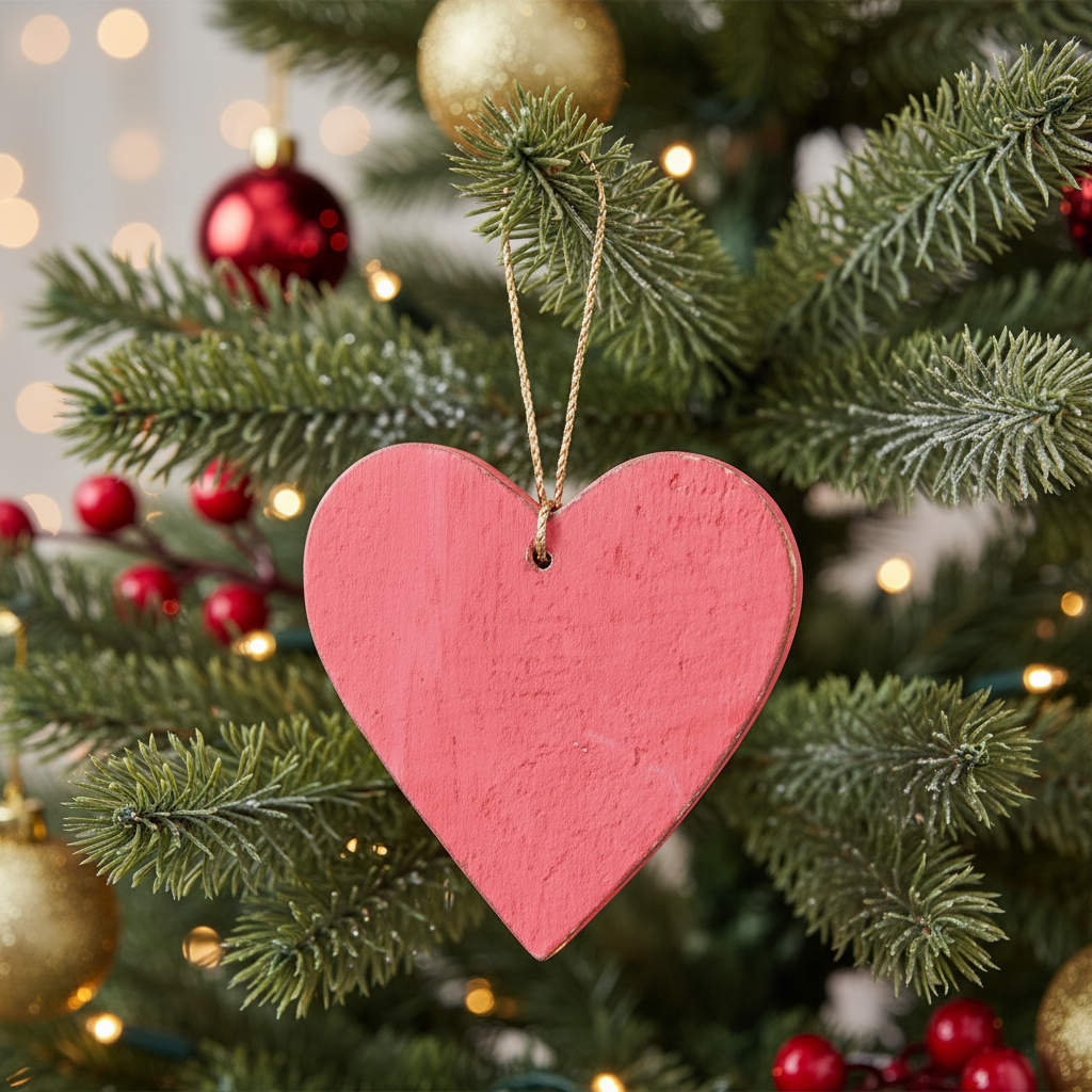 Wooden Hanging Heart Ornament