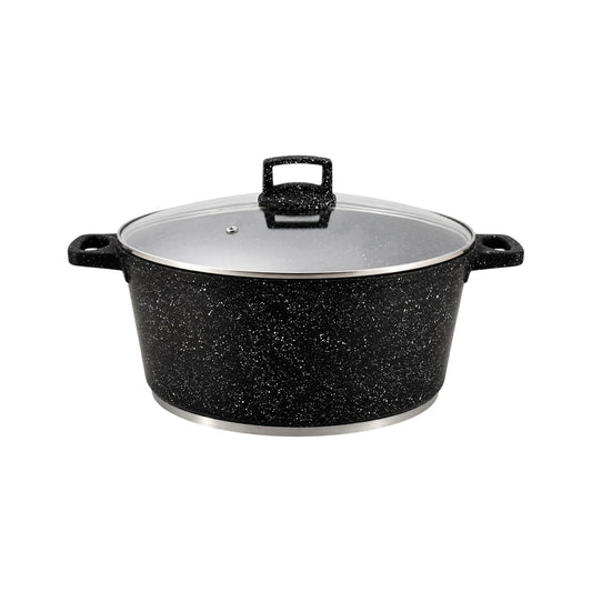Die-Cast Granite Non-Stick Casserole Pot with Glass Lid — 26cm | 5.4L