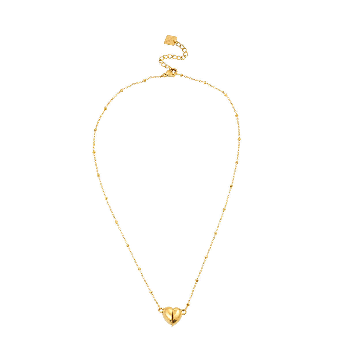 ABNA Gold: Together Forever Beaded Necklace – Separable Magnetic Mini Heart Pendant
