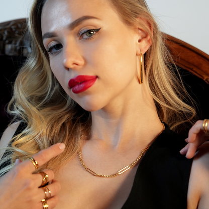 CALYPSO: Paper-Clip & Mini Figaro Chain Necklace
