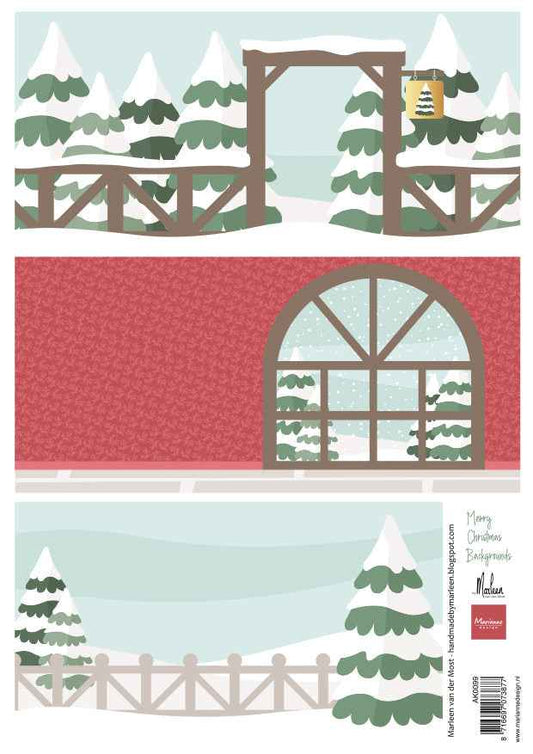 Marianne Design A4 Cutting Sheet - Merry Christmas Backgrounds by Marleen