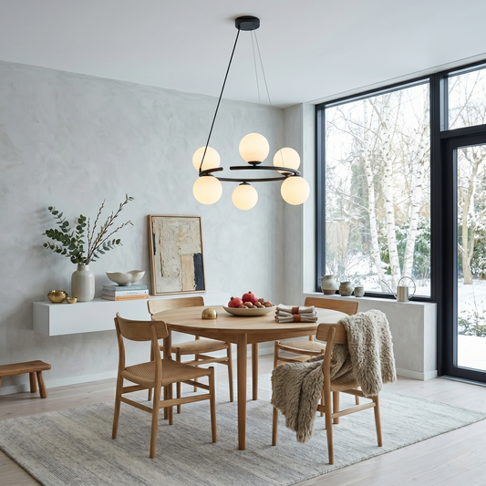 ANABELLE 6-Light Scandinavian Globe Chandelier for Dining Room & Modern Interiors